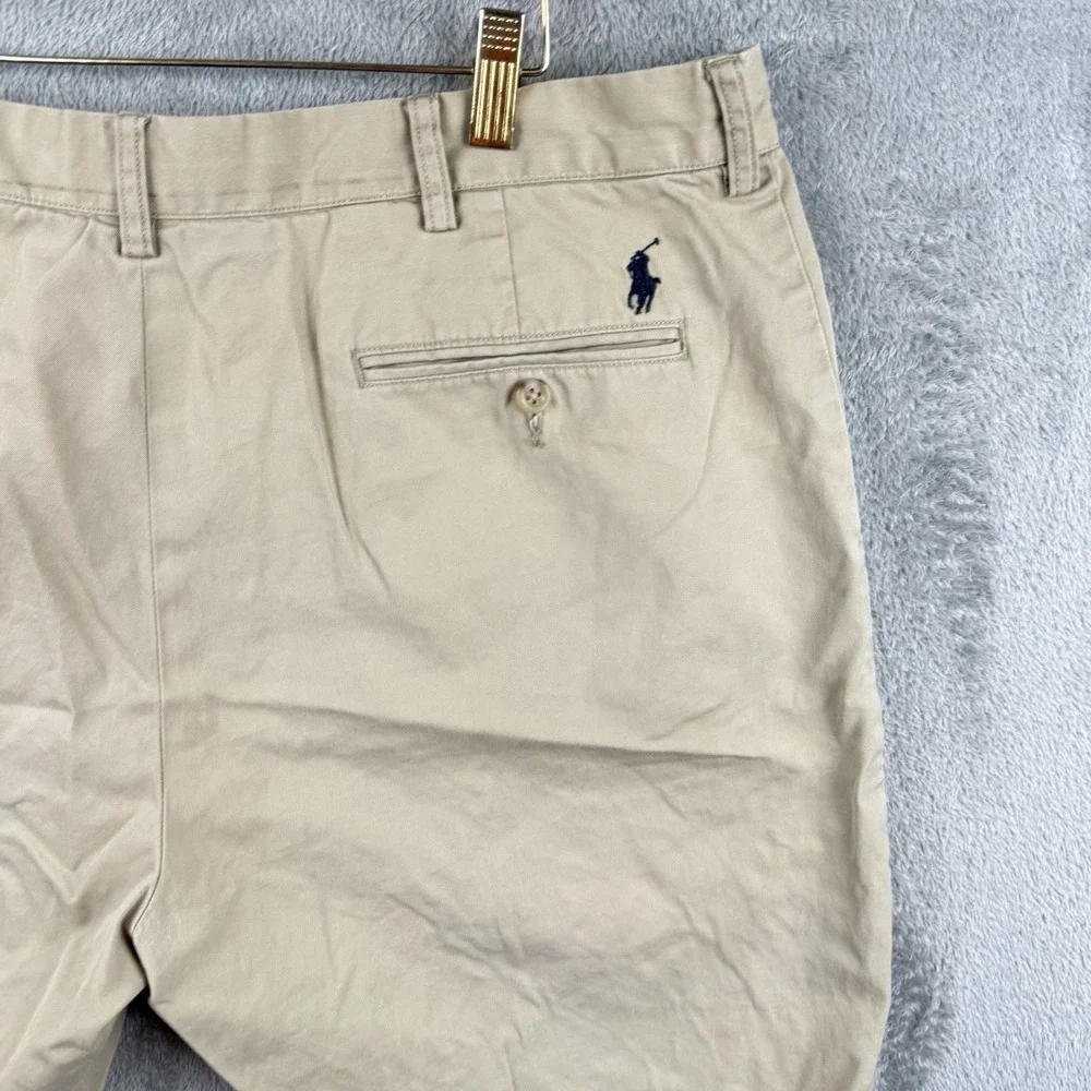 Polo Ralph Lauren Chino Shorts Mens 38 Tan Khaki Cotton 10'' Inseam‎ Logo Preppy